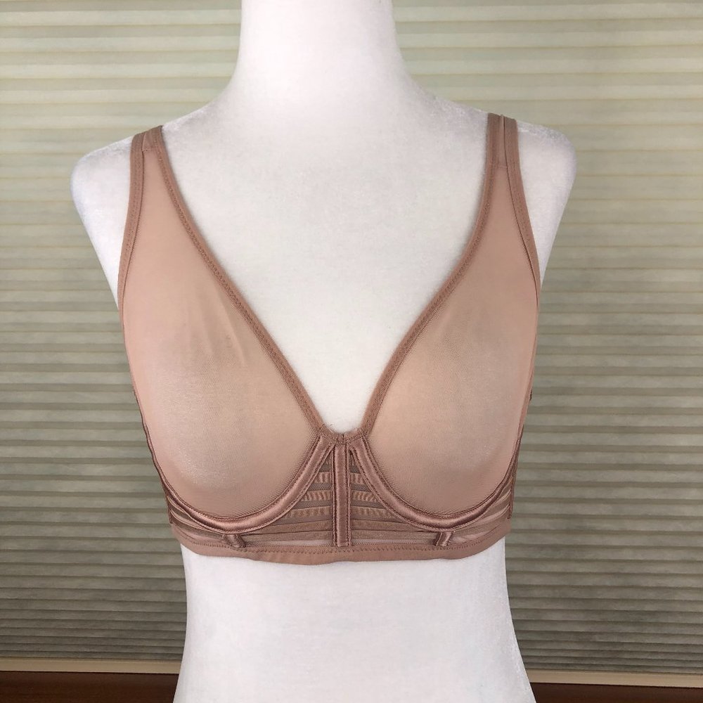 NEW Victoria's Secret Sheer Rose Nude Unlined Mesh Strappy Plunge Bra Fairycore